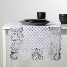 Салфетка ажурная для стола «Букет», 84x40 см, ПВХ, цвет серебро No Brand