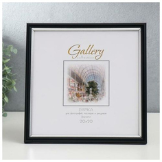 Фоторамка пластик Gallery 20х20 см, 636477-22, чёрный с серебром (пластиковый экран) Altiro