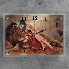 Часы настенные, серия: Животный мир, Царица со львом, 25х35 см, микс No Brand