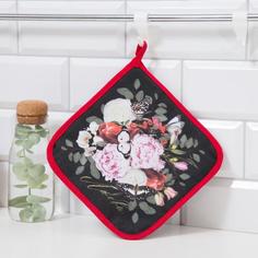 Прихватка "Flowers" 19х19 саржа,100% х/л,ватин 250г/м2 Этель