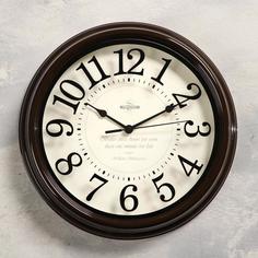 Часы настенные, серия: Классика, плавный ход, d=31 cм, печать по стеклу, коричневые No Brand