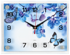 Часы настенные 21 ВЕК 2026-1120 Фиолетовые орхидеи и бабочки No Brand