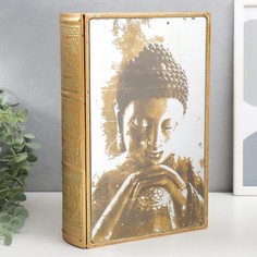 Шкатулка-книга металл, стекло Будда 30х20х6,8 см No Brand
