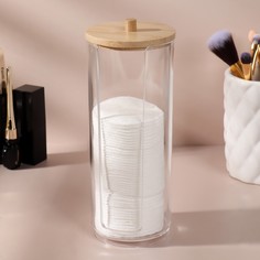 Органайзер для хранения ватных дисков, 6,5x18 см, цвет прозрачный/коричневый Queen Fair