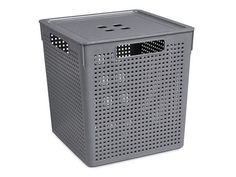 Коробка для хранения квадратная "Лофт" с крышкой 23л 294х294х301 (серый) (9) Violet