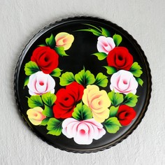 Поднос Жостово художественная роспись 28 см No Brand