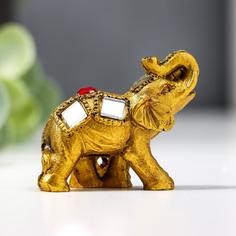 Сувенир полистоун "Маленький слон с мозаикой зеркальной и рубином на попоне" 3,8х3,5х1,8 с No Brand