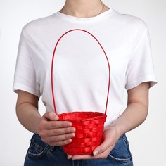 Корзина плетеная, бамбук, D13xH9.5/28 см, красный No Brand