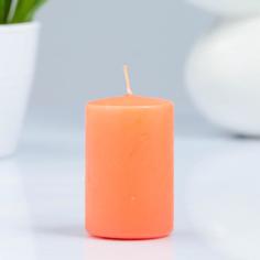 Свеча - цилиндр, 4x6 см, 9 ч, лососёвая No Brand