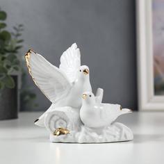 Сувенир керамика "Голуби на брёвнышке" 10,5х12,5х6,5 см No Brand