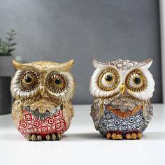 Сувенир полистоун "Филин с геометрическими рисунками" МИКС 10,5х9х6,5 см No Brand