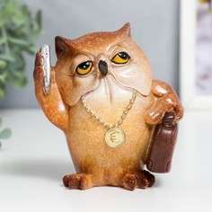 Сувенир полистоун лак "Филин - Бизнесмен" 9,5х6х8,8 см No Brand