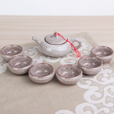 Набор для чайной церемонии «Лунный камень», 7 предметов: чайник 150 мл, 6 пиал 50 мл No Brand