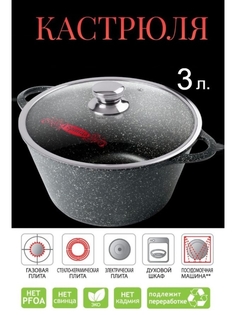 Кастрюля ГРАНИТ 3л с крышкой (GORNITCA K2433AG) ГОРНИЦА