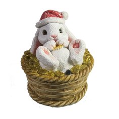 Копилка Зайка в корзине с деньгами (белый) 8*8*9см KSMR-716304/SK221 No Brand