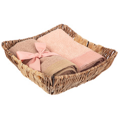 Набор салфеток маxровыx из 2-x шт в корзине пастель 35x35см, розов+беж,100%x\б MED