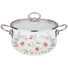 Кастрюля Эмалированная Agness Со Стеклянной Крышкой Серия Дворцовый Парк 2.0 Л, 18*11 См MED