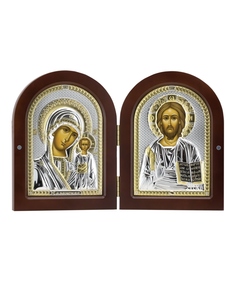 Икона двойная Казанская Божья Матерь и Вседержитель 15 x 20 см АргентА