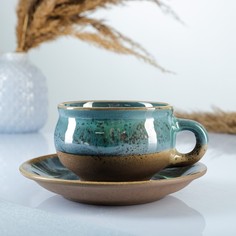 Чашка с блюдцем, блю чиз, 0,23 л, 9 см Борисовская керамика