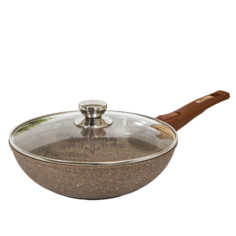 Сковорода «Гранит Brown», d=28 см, съёмная ручка, стеклянная крышка, цвет коричневый Мечта