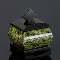 Шкатулка "Малый ларчик", 5х5х6 см, натуральный камень змеевик No Brand