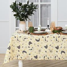 Скатерть пасхальная, Доляна Сhicken farm 220х144 см, 100% хлопок, 164 г/м2 Bazar