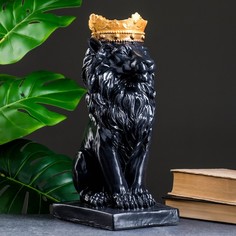 Копилка "Лев с короной" черный, с золотом, 35см Bazar