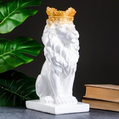 Копилка "Лев с короной" белый с золотом, 35см Bazar