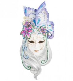 Венецианская маска Veronese "Лилия" (цвет белый с лиловым) WS-334