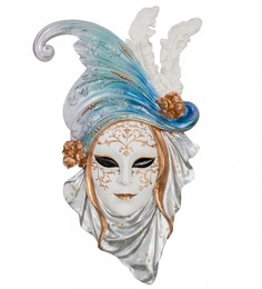 Венецианская маска Veronese "Маки" (цвет белый с голубым) WS-331