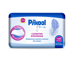 Салфетки бумажные Пикул Pikool 3 слоя (16х19,5см) x100