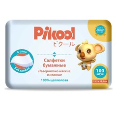 Салфетки бумажные Пикул Pikool 4 слоя (15,3х19,5см) x100