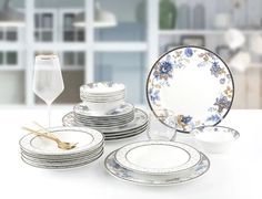 Набор Столовой Посуды Arya Elegant из фарфора, 24 пр. Flora Белый