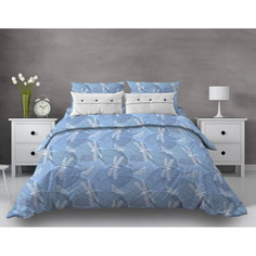 Простынь 1.5 сп. 150х215 см бязь Стрекозы голубой Ивановотекстиль