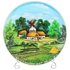Декоративная тарелка-панно "Лето в деревне" из керамики Russia The Great