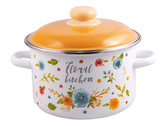 Кастрюля эмал 3,0л цил.Floral kitchen ТМ Appetite 6RD181M