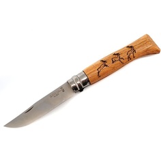 Нож Opinel серии Tradition Animalia №08, клинок 8,5см, нерж.сталь, рукоять-дуб, рис.-олень
