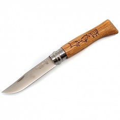 Нож Opinel серии Tradition Animalia №08, клинок 8,5см, нерж.сталь, рукоять-дуб, рис.-кабан