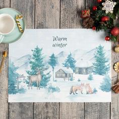 Новогодняя салфетка на стол Warm winter ПВx, 40x29 см