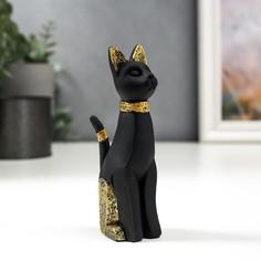 Сувенир полистоун "Чёрная кошка с золотыми ушками и лапками" 12,5х5,5х3,7 см No Brand