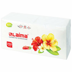 Салфетки бумажные 250 шт., 24х24 см, LAIMA/ЛАЙМА, белые, 100% целлюлоза, 128728 2 уп. No Brand