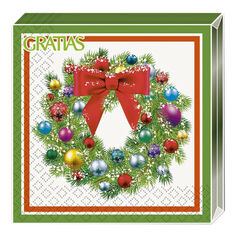 Бумажные салфетки Gratias Новогодний венок 3 слоя 33 33 см 20 шт.