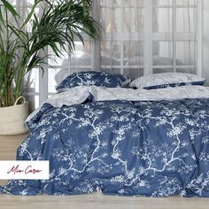 Комплект постельного белья евро поплин Mia Cara Dolce Vita 50х70 Chinoiserie blu