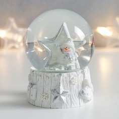 Сувенир полистоун водяной шар "Снеговик со звездой" 7х6,7х8,8 см (6 шт) No Brand