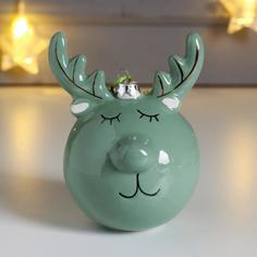 Сувенир керамика шар "Лосик" зелёный 10х7,5х7,7 см (4 шт) No Brand