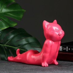 Фигура "Кот мордой вверx" розовый, 17см Хорошие сувениры