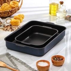 Набор противней с цельными ручками, без крышек, 2 шт: 19x25 см, 27x35 см No Brand