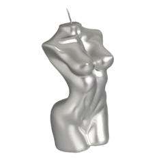 Свеча фигурная лакированная "Женский силуэт", 15 см, серебро No Brand