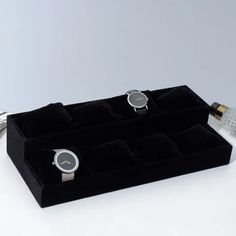 Подставка для часов, браслетов, 8 места, 33*16*3,5 см, цвет чёрный No Brand