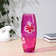 Ваза Flora "Золотой вьюн"розовая d-7,5см 10х26см Керамикс